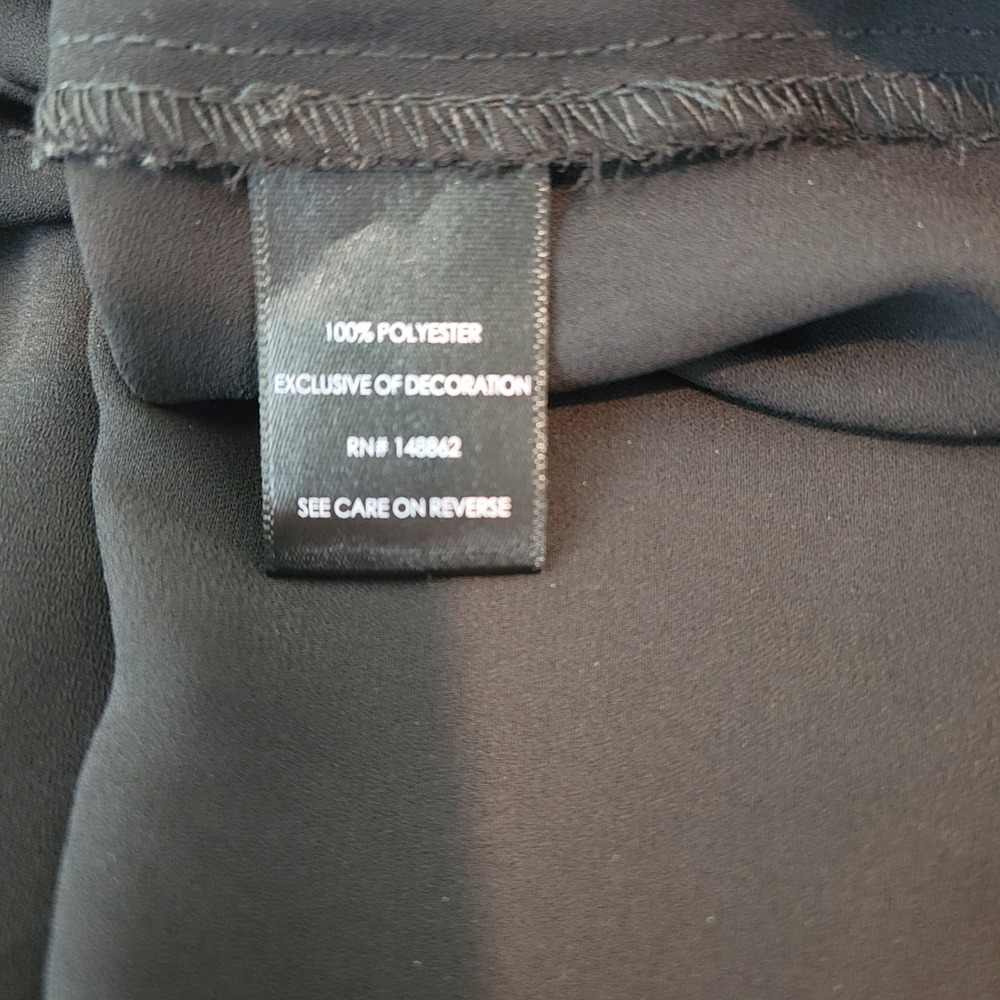 Torrid Sequin Trim Top Women 1 Black Short Sleeve Chiffon Plus Size Office - Picture 5 of 6